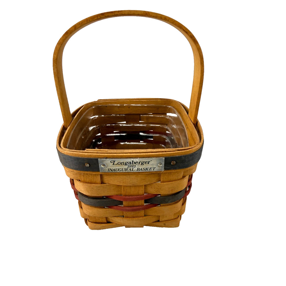 1993 Longaberger Inaugural Basket w/Protector Vintage 5"L x 5"W x 4.5"H